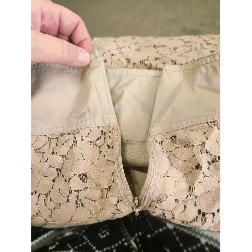 Liz Claiborne Axcess, Beige, Floral Lace, knee length skirt with lining